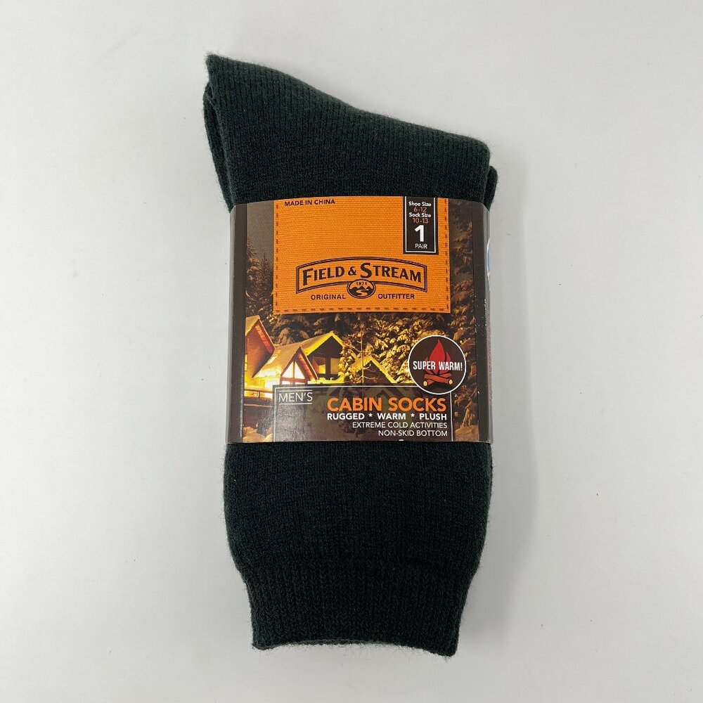 Field & Stream Men's Cabin Socks Non-Skid Bottom Sock Size 10-13 Gray Super Warm